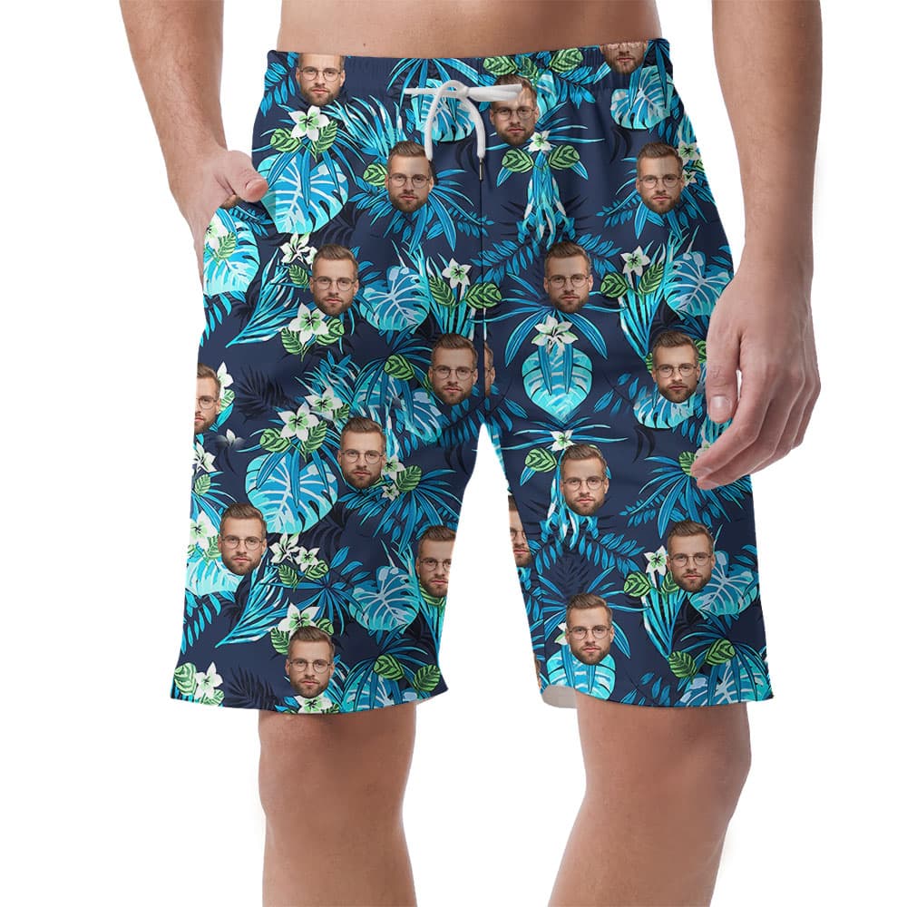 Tropical Blue Print Men's Casual Shorts