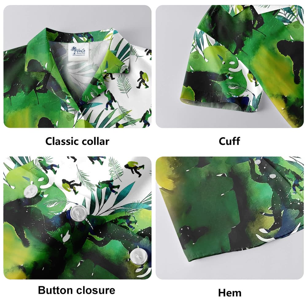 Tropical Green Bigfoot Aloha Button Up Shirt