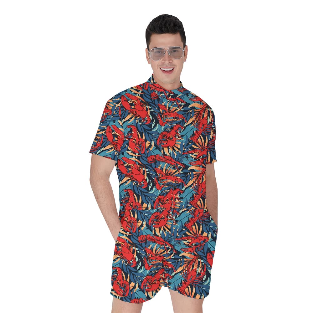Tropical Lobster Theme Hawaiian Romper for Men1