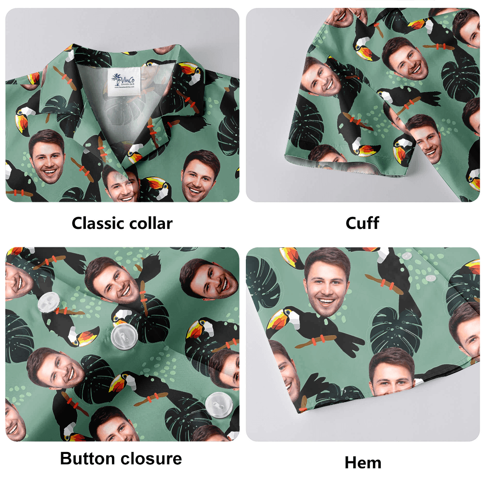 Tropical Toucan Hawaiian Shirt With Custom Face