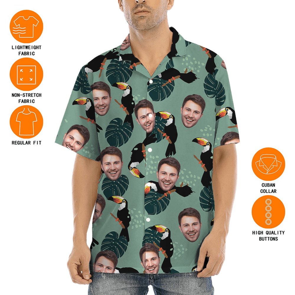 Tropical Toucan Hawaiian Shirt With Custom Face