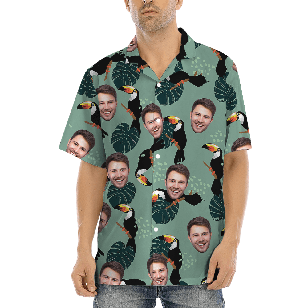 Tropical Toucan Hawaiian Shirt With Custom Face (5)