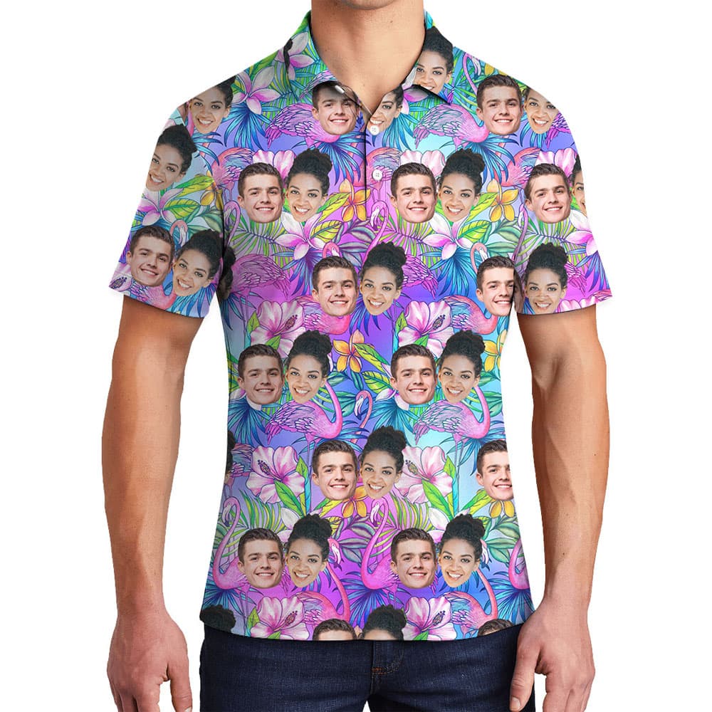 Unique Flocks Men's Collared Golf Shirt With 1-5 Photos1