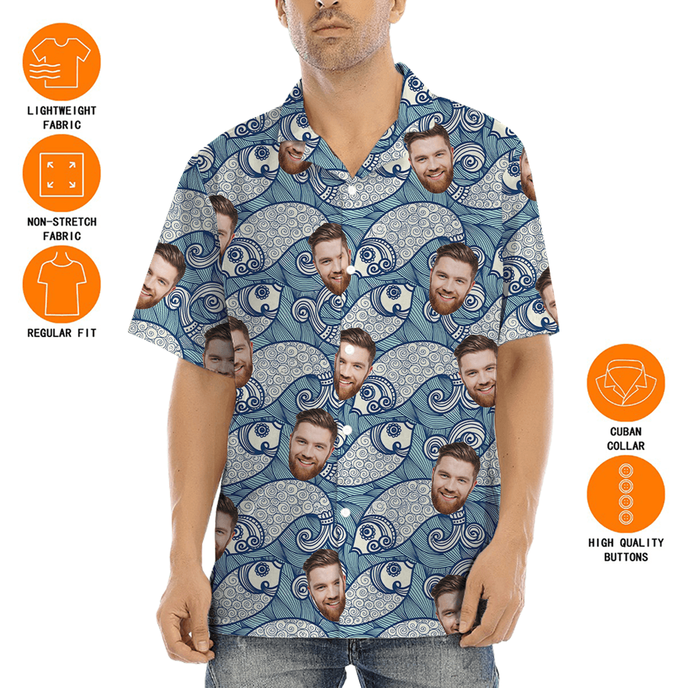Vintage Fish Hawaiian Shirt With Custom Face