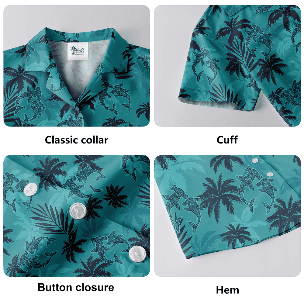 Vintage Hammerhead Shark Tropical Hawaiian Shirt