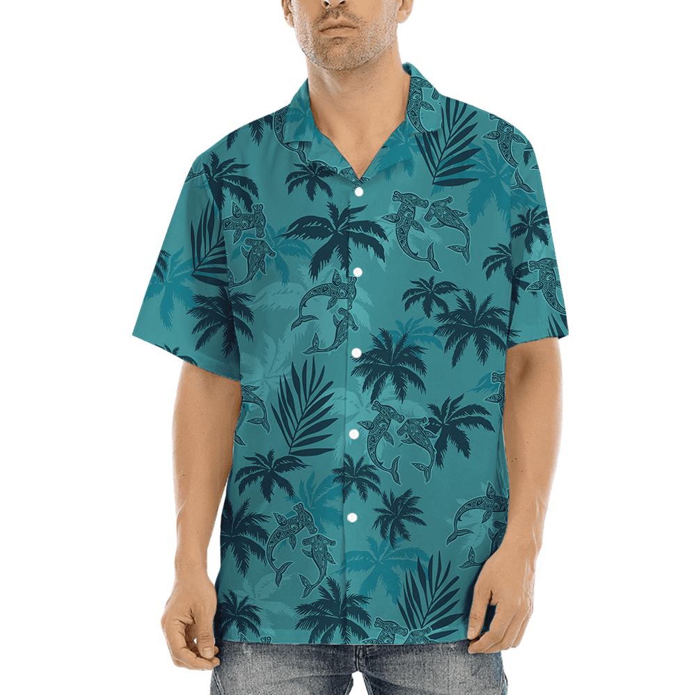 Vintage Hammerhead Shark Tropical Hawaiian Shirt (5)