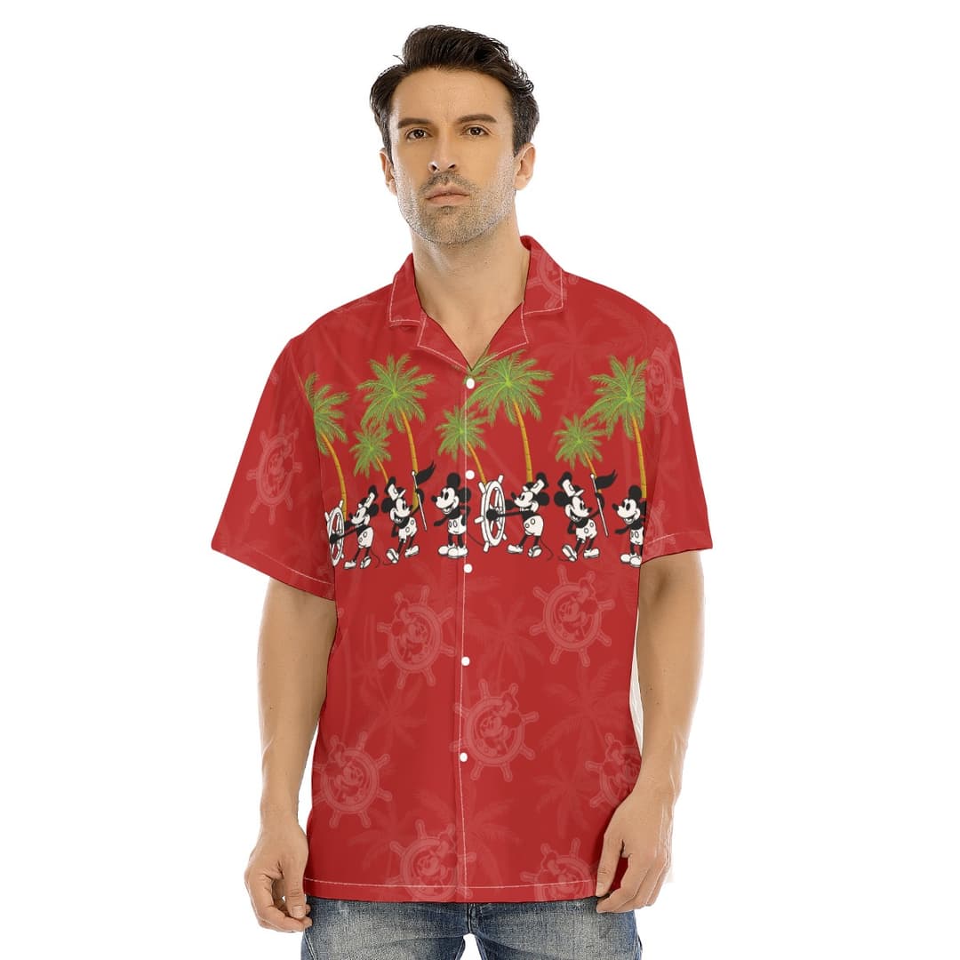 Vintage Mickey Steamboat Willie Men's Aloha Shirt