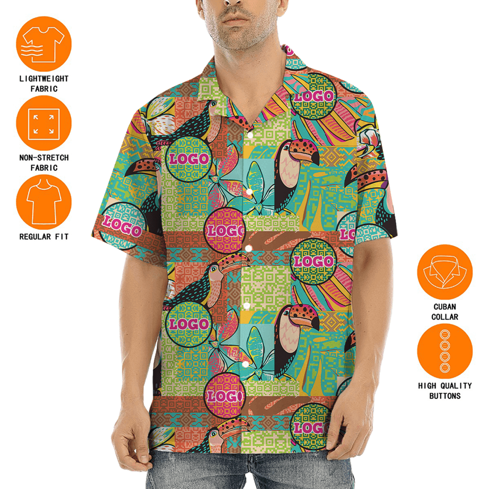 Vintage Parrot Hawaiian Shirt With Custom Company Logo