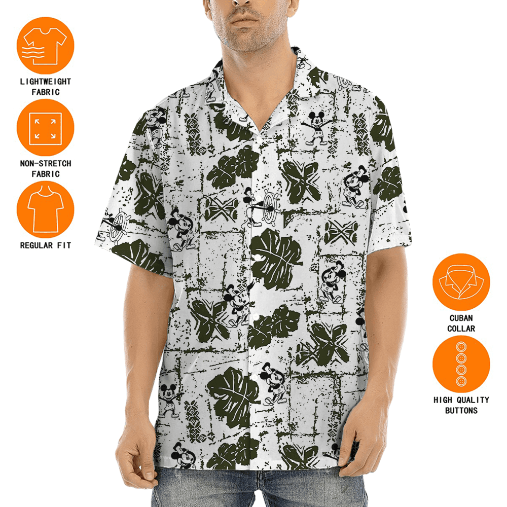 Vintage Patterns Mickey Steamboat Willie Hawaiian Shirt