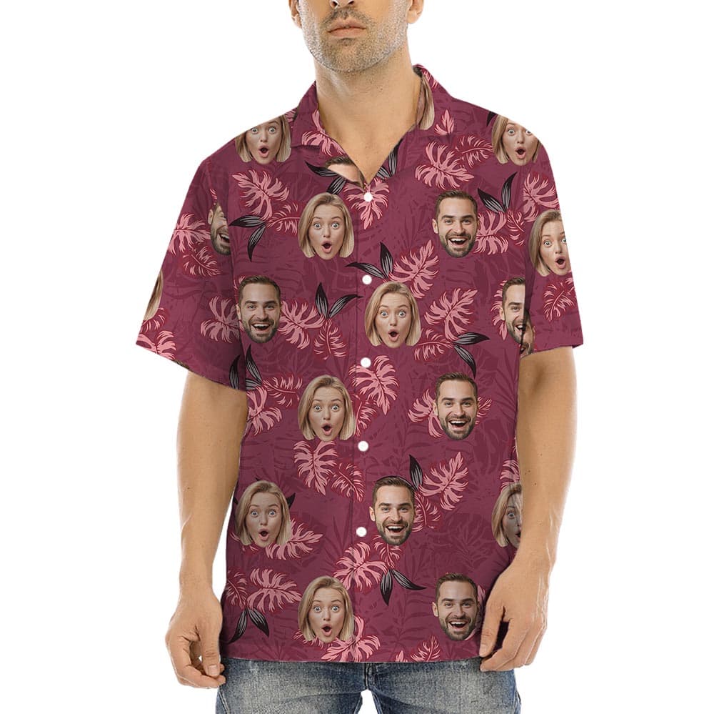 Vintage Red Hawaiian Shirt With Custom Multiple Faces brings a classic look in the button up shirt style