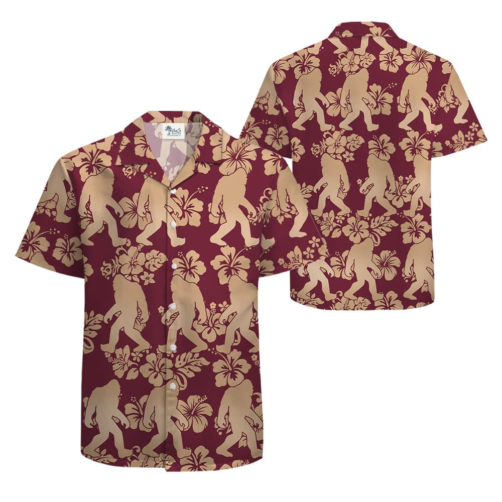 Vintage Sasquatch Hibiscus Aloha Shirt