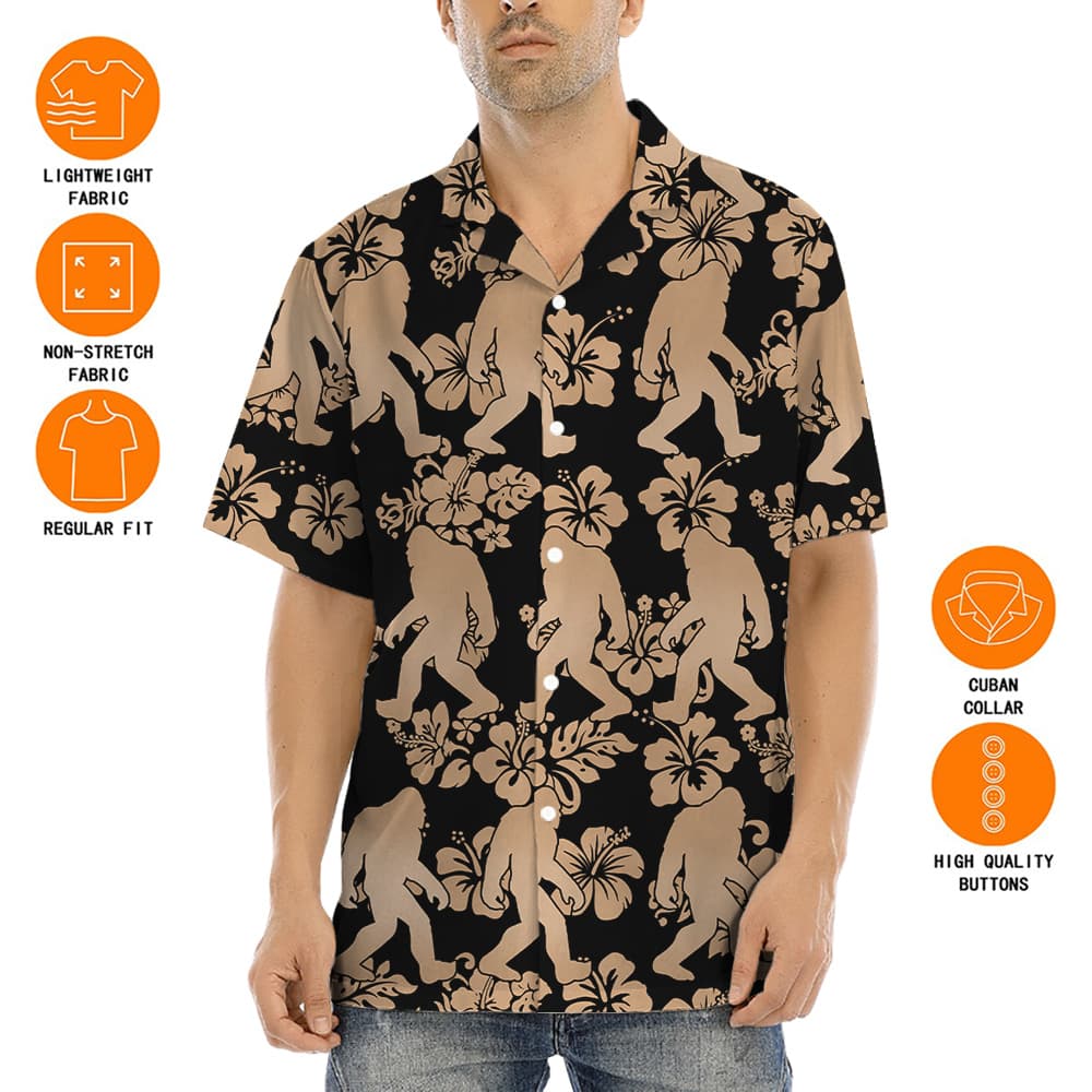 Vintage Sasquatch Hibiscus Aloha Shirt