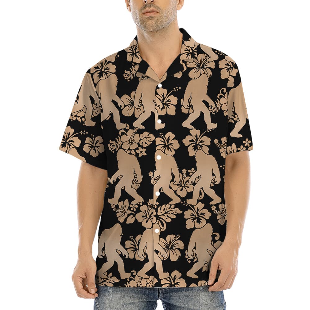 Vintage Sasquatch Hibiscus Aloha Shirt (4)