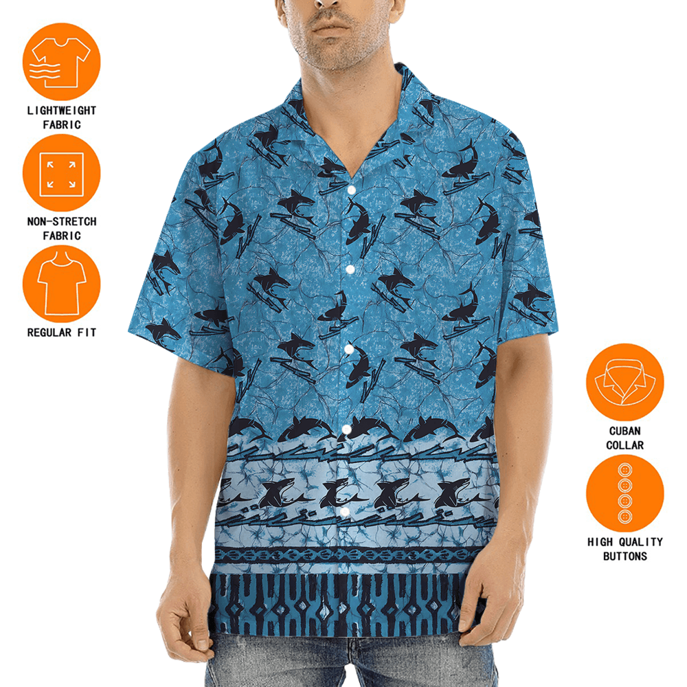 Vintage Shark Blue Aloha Shirt