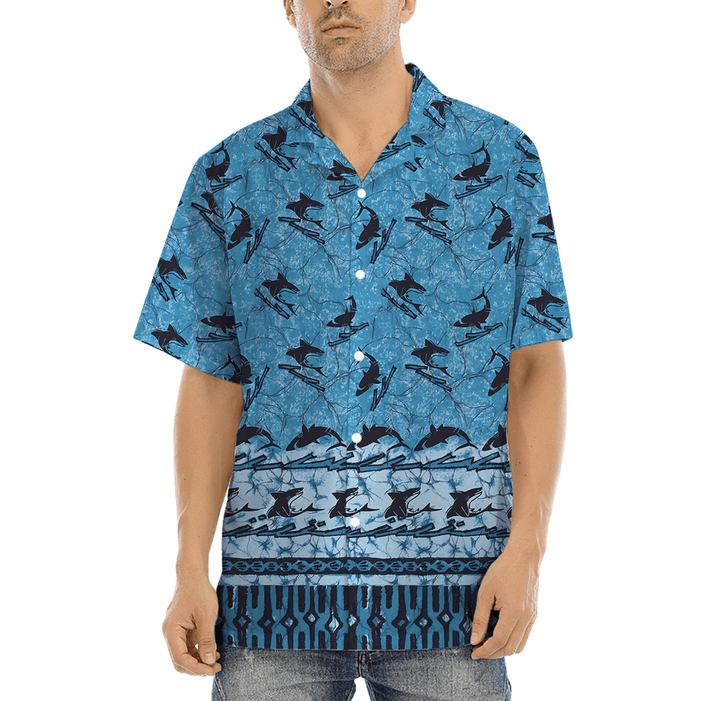 Vintage Shark Blue Aloha Shirt (2)