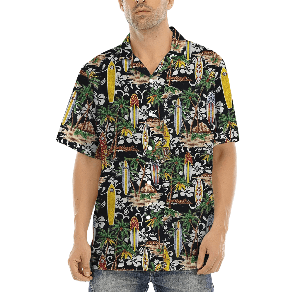Vintage Surfing Board Tropical Islands Hawaiian Shirt (1)