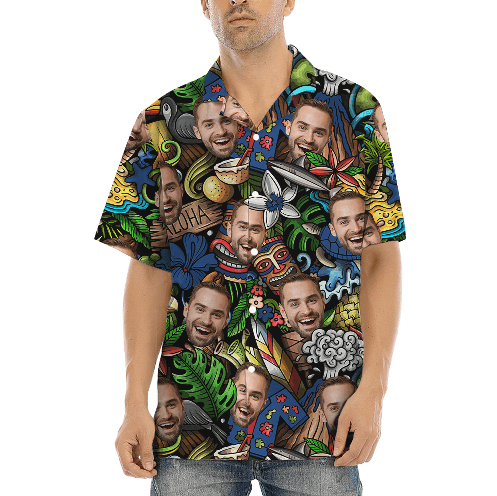 Vintage Tiki Aloha Shirt With Custom Face (2)