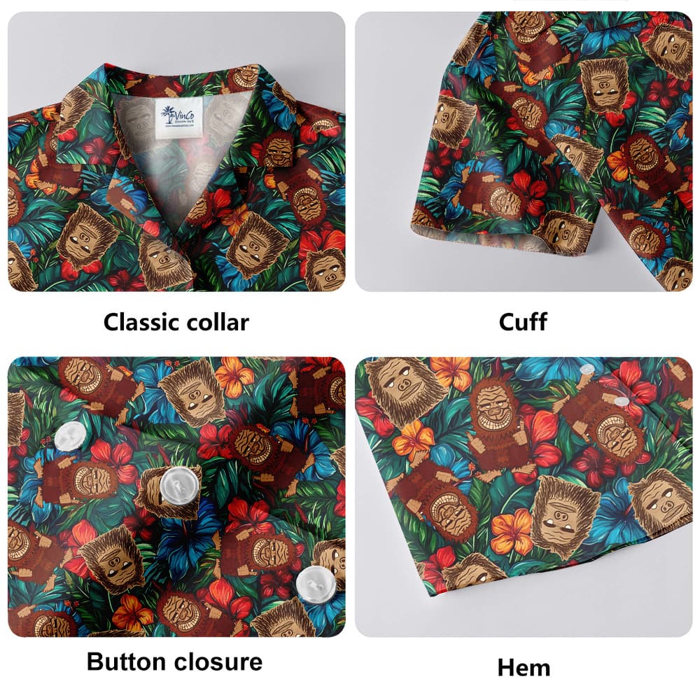 Vintage Tiki Bigfoot Tropical Hawaiian Shirt