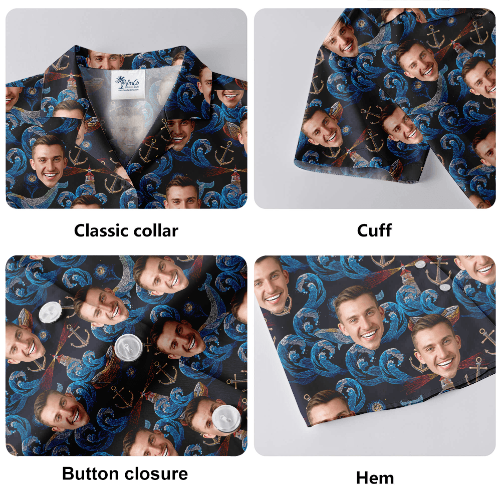 Vintage Whale Hawaiian Shirt With Custom Face