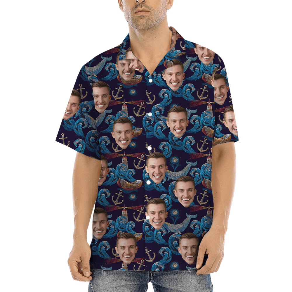 Vintage Whale Hawaiian Shirt With Custom Face (7)