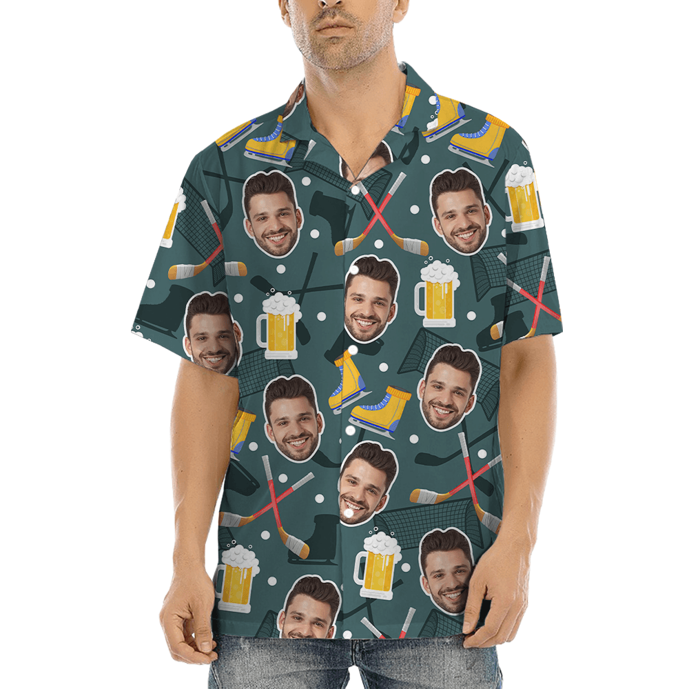 Beer And Hockey Custom Face Hawaiian Shirt (2)