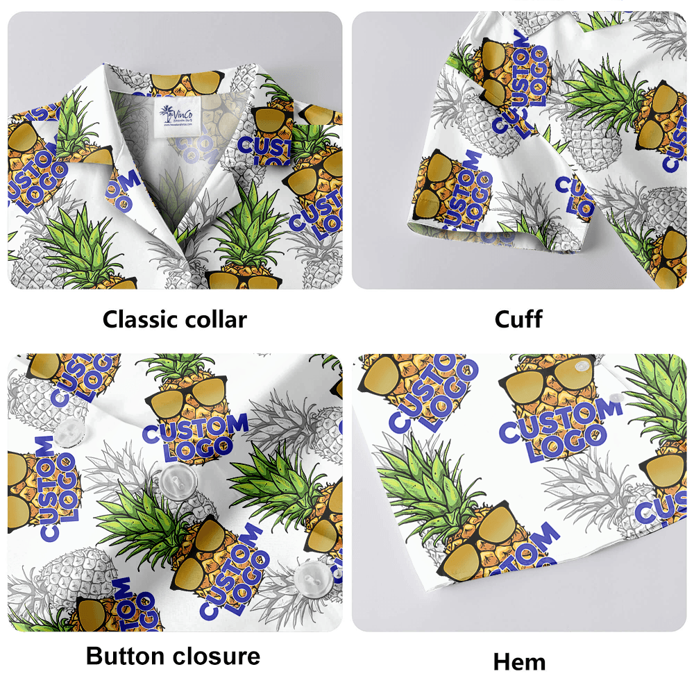 Cool Pineapple Custom Logo Hawaiian Shirt