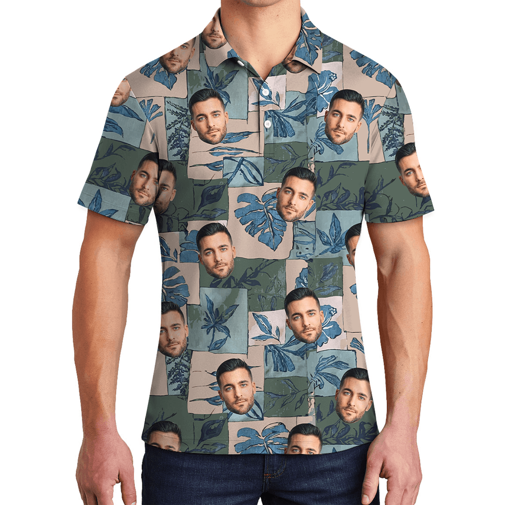 Custom 1-5 Faces Tropical Vintage Hawaiian Polo Shirt