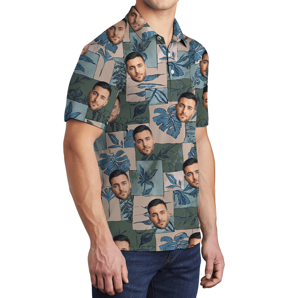 Custom 1-5 Faces Tropical Vintage Hawaiian Polo Shirt