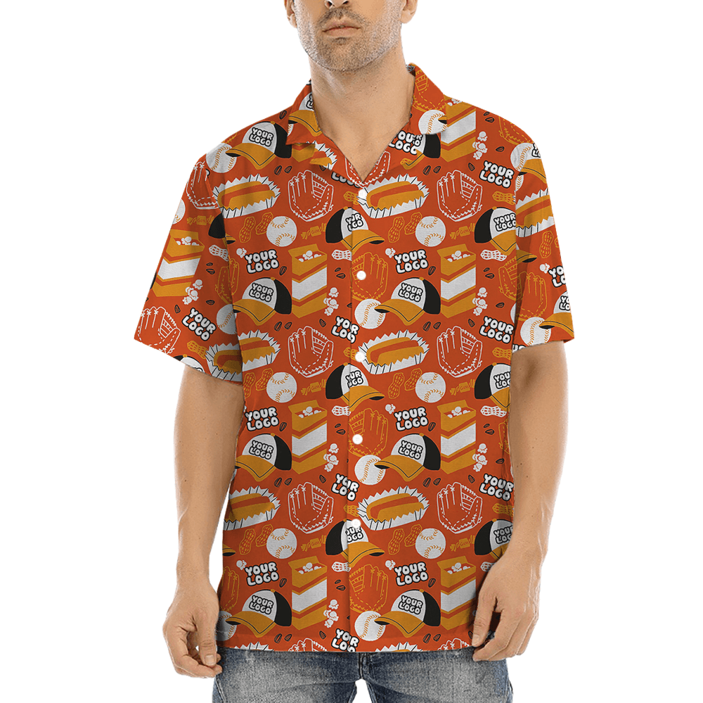 Custom Baseball Team Logo Orange Hawaiian Shirt (2)
