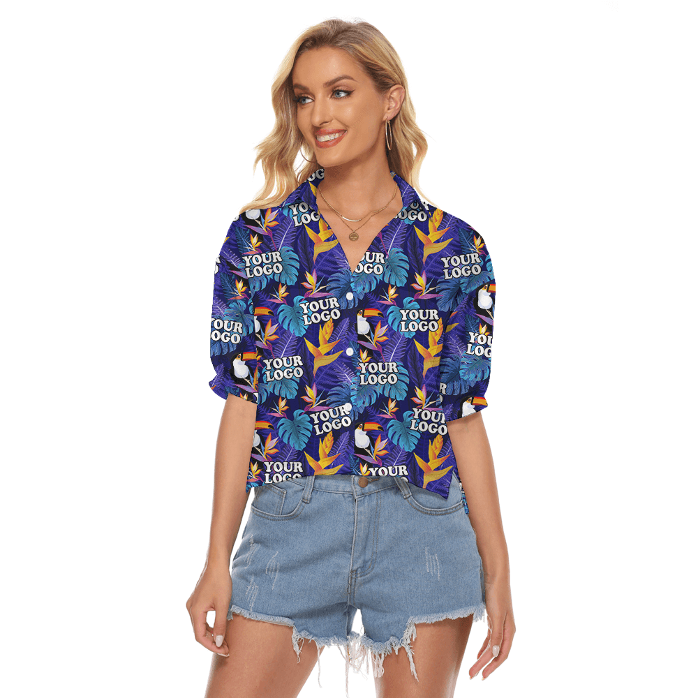 Custom Company Logo Parrot Hawaiian Cropped Shirt