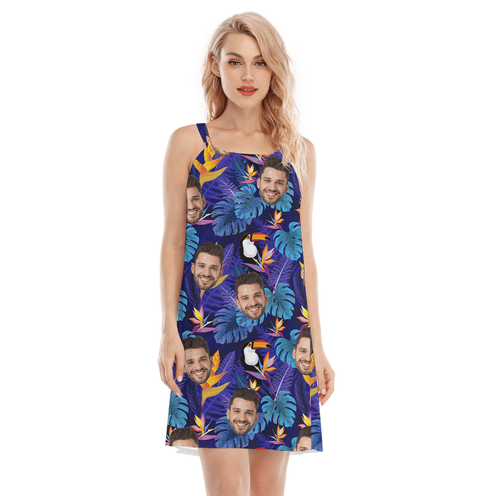 Custom Face Toucan Tropical Purple Cami Dress
