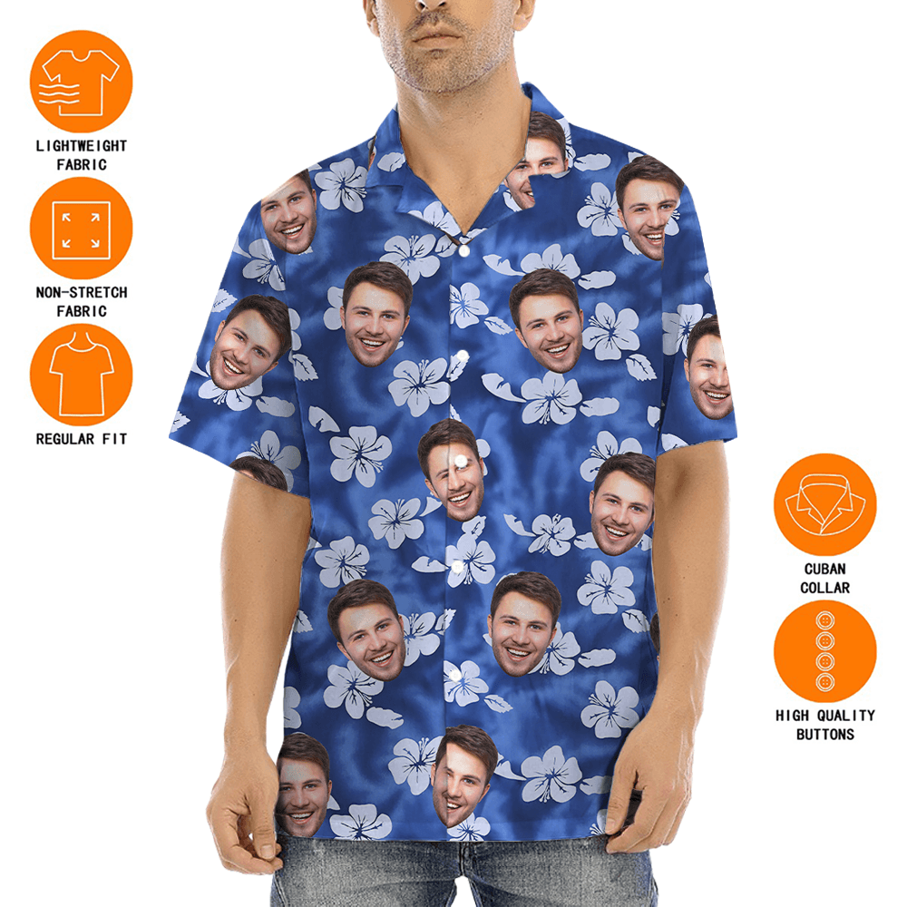 Custom Hibiscus Blue Hawaiian Shirt With Preview