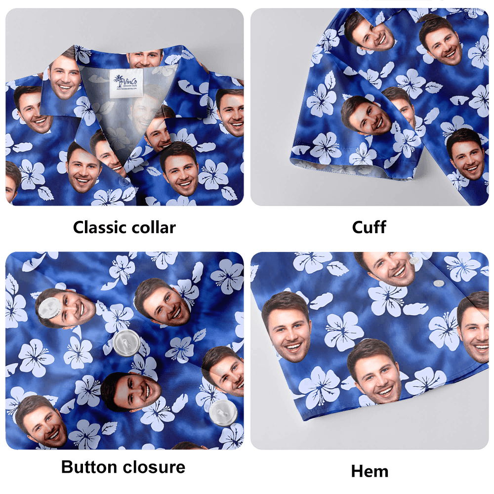 Custom Hibiscus Blue Hawaiian Shirt With Preview
