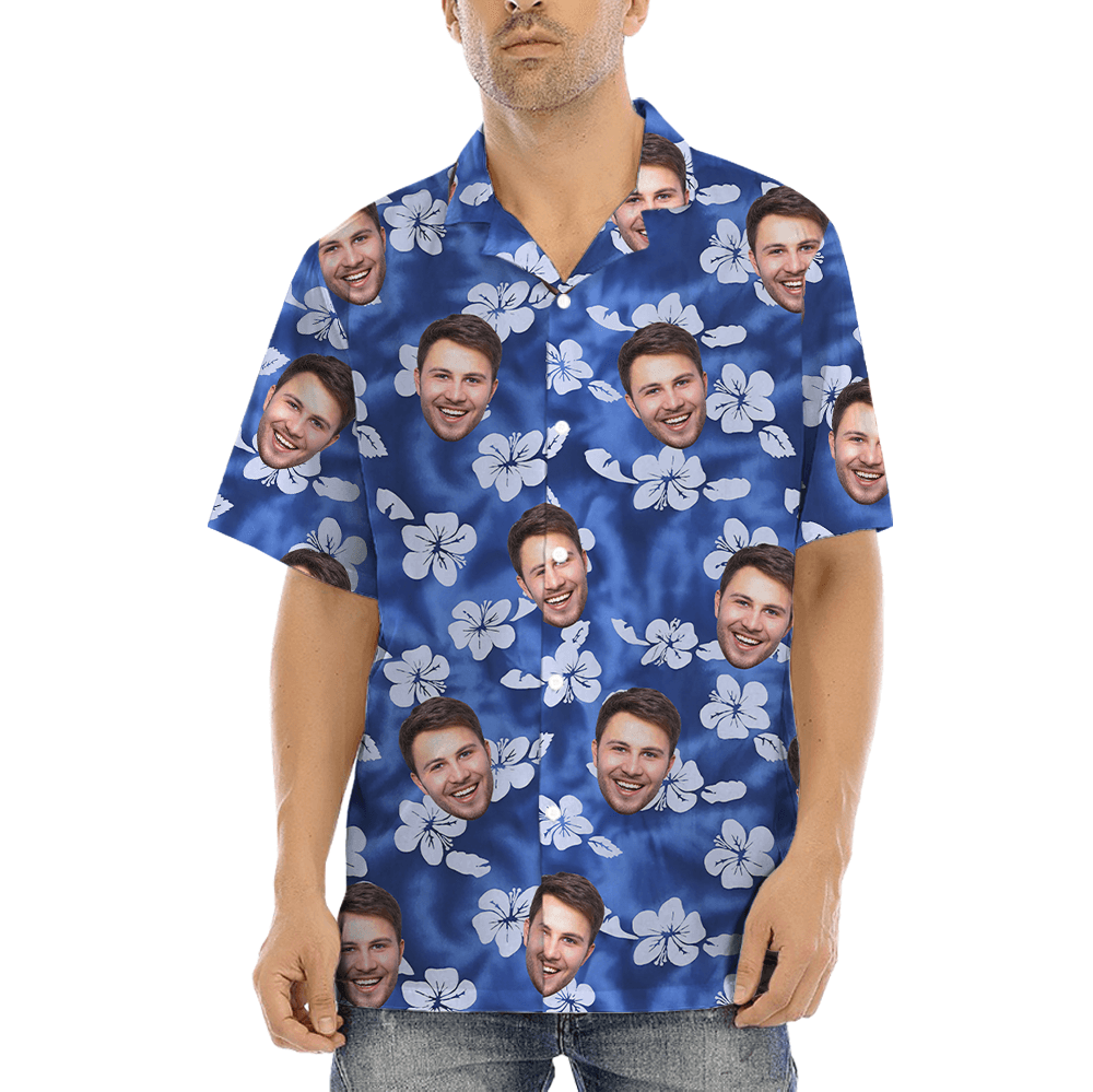 Custom Hibiscus Blue Hawaiian Shirt With Preview (7)