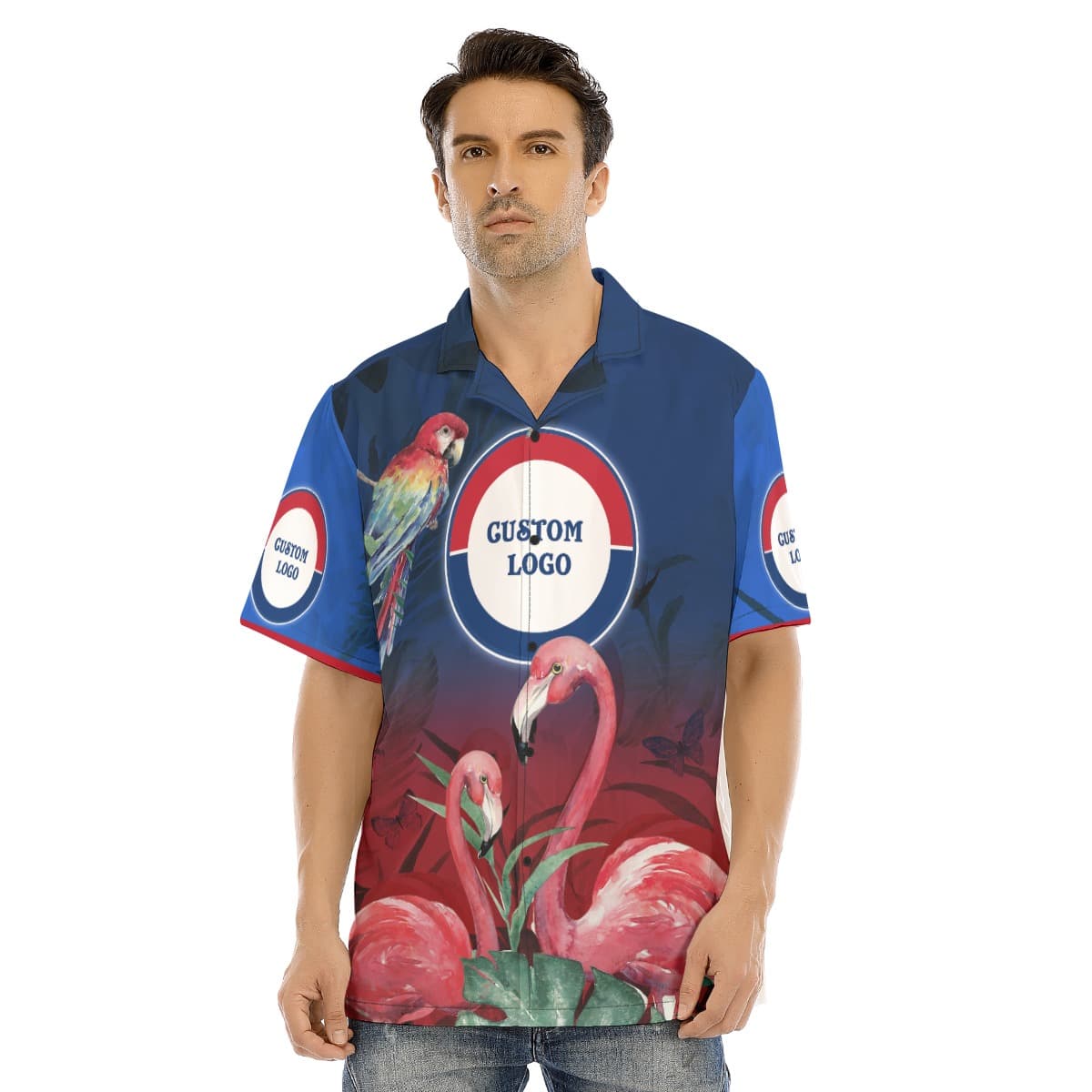 Custom Logo Flamingo Parrot Hawaiian Shirt (5)