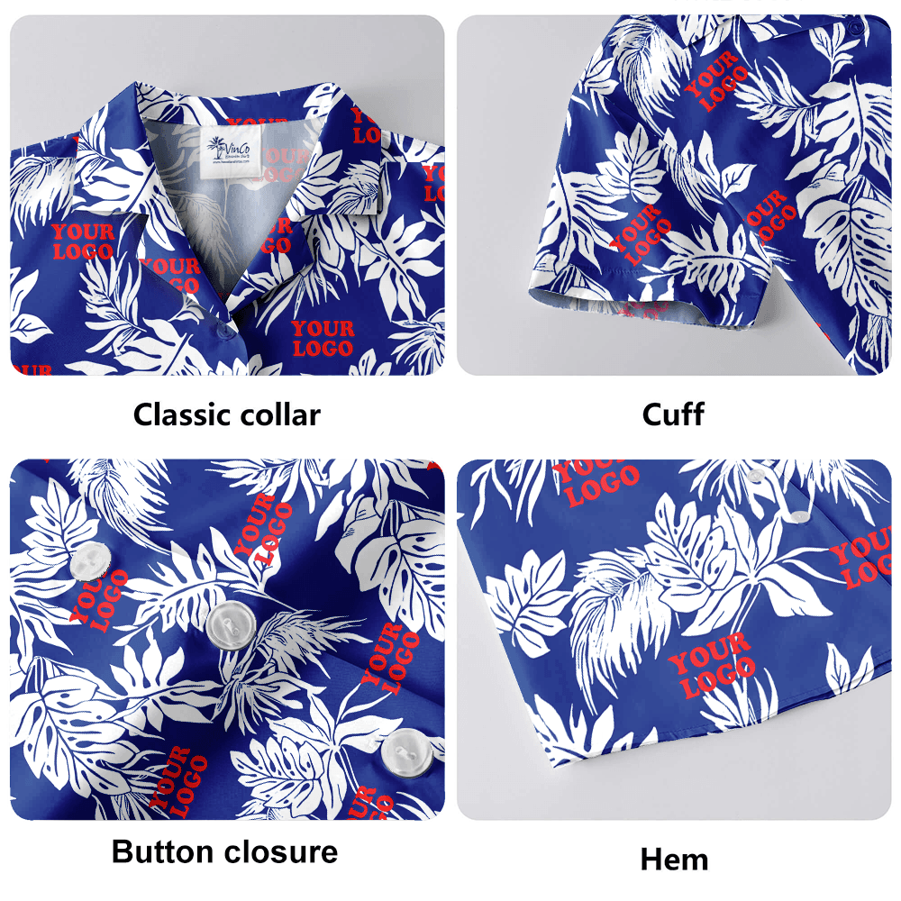 Custom Team Logo Blue Hawaiian Shirt
