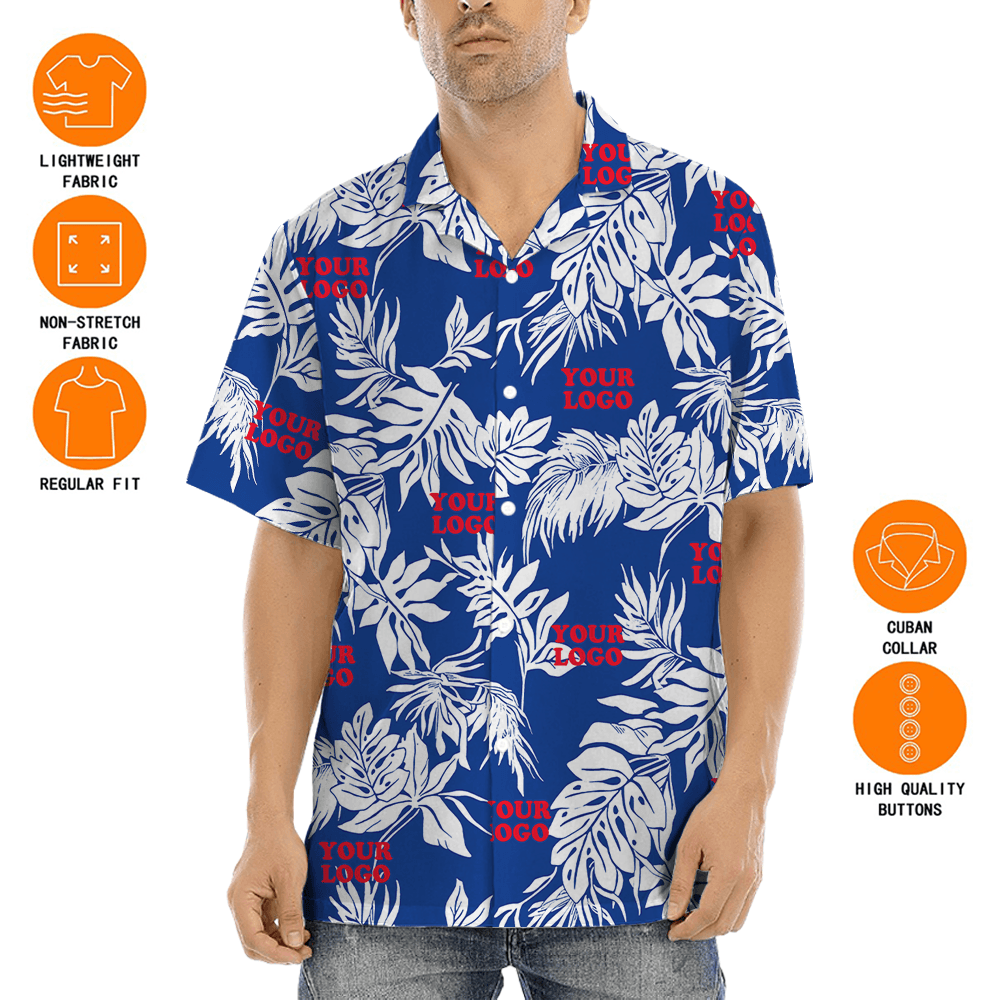 Custom Team Logo Blue Hawaiian Shirt