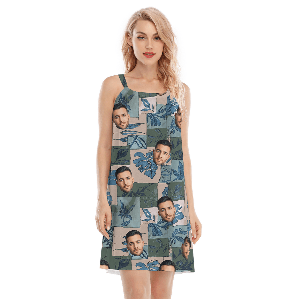 Custom Vintage Tropical Cami Dress With Face