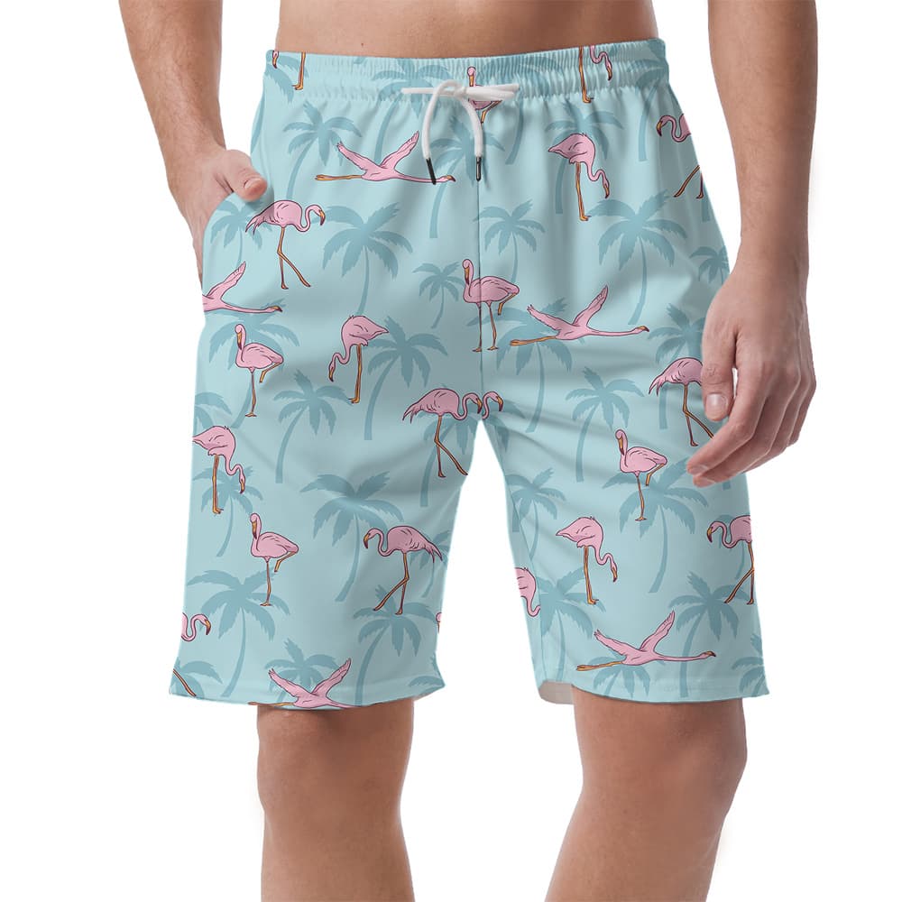Flying Flamingo Light Blue Hawaiian Short for Men1