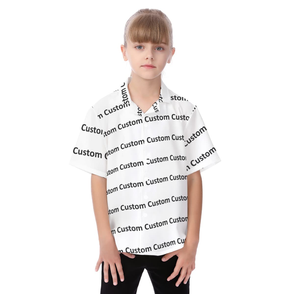 Fully Custom Kid's Hawaiian Shirt With Photos can be customized with any face, logo or photo