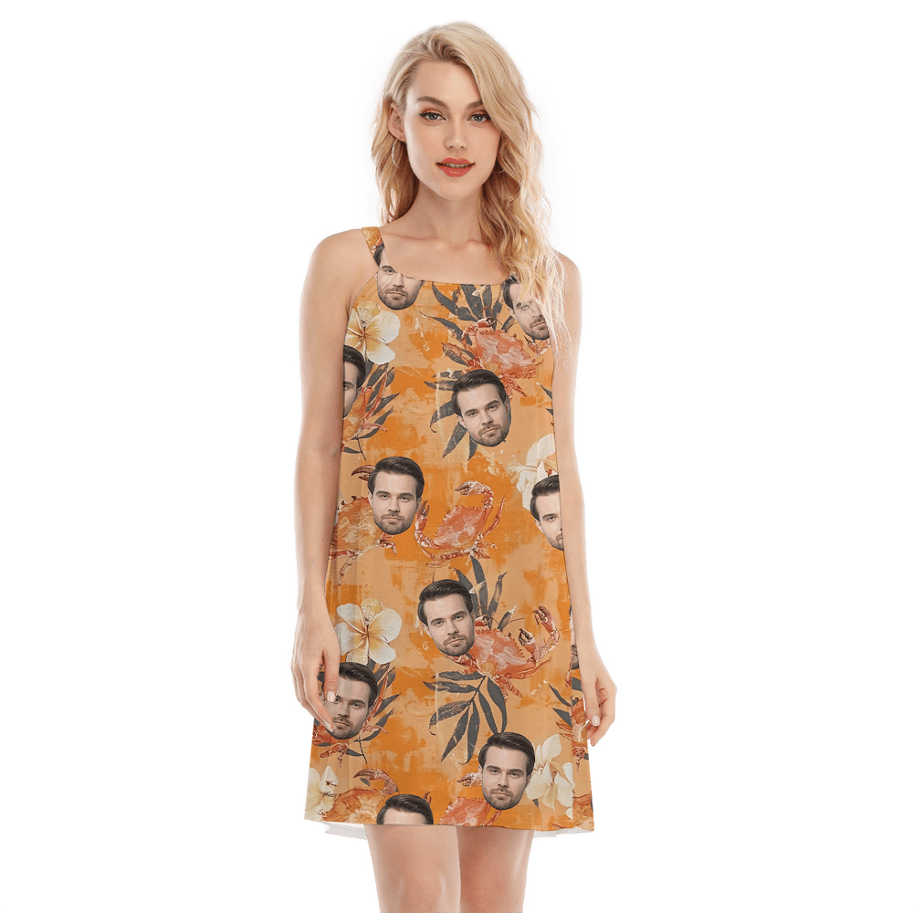 Orange Crab Hawaiian Cami Dress With Custom Face