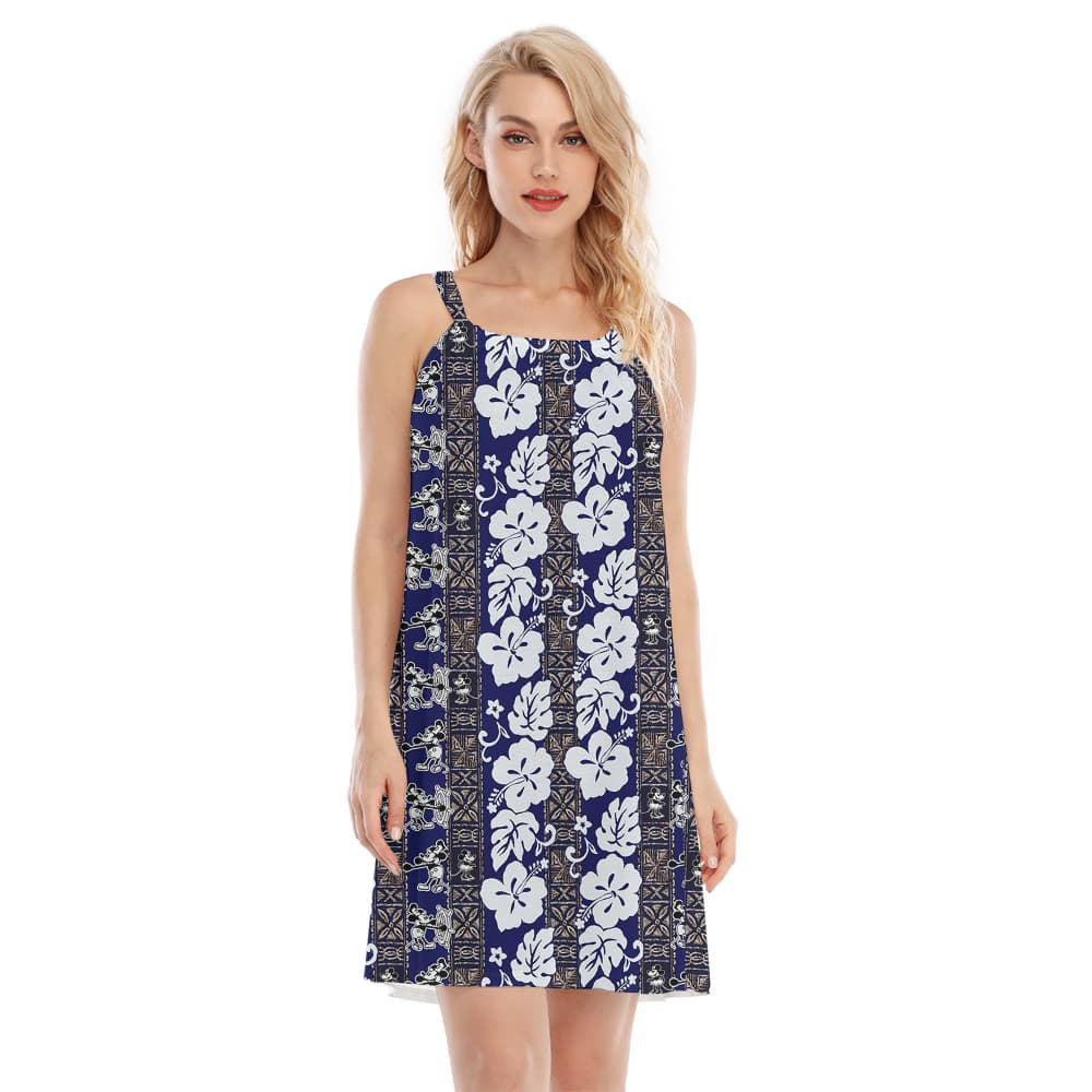 Retro Steamboat Mickey Navy Tropical Cami Dress1