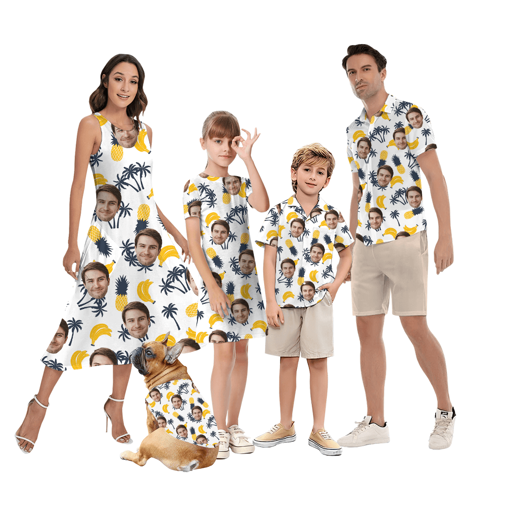 Tropical Fruit Custom Face Matching Family Hawaiian Outfits