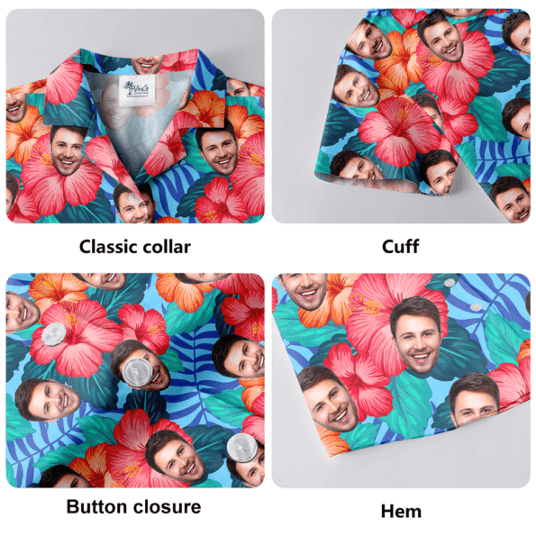 Custom 1-5 Faces Hibiscus Tropical Hawaiian Shirt