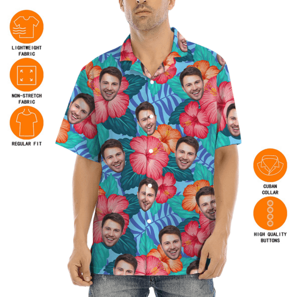 Custom 1-5 Faces Hibiscus Tropical Hawaiian Shirt
