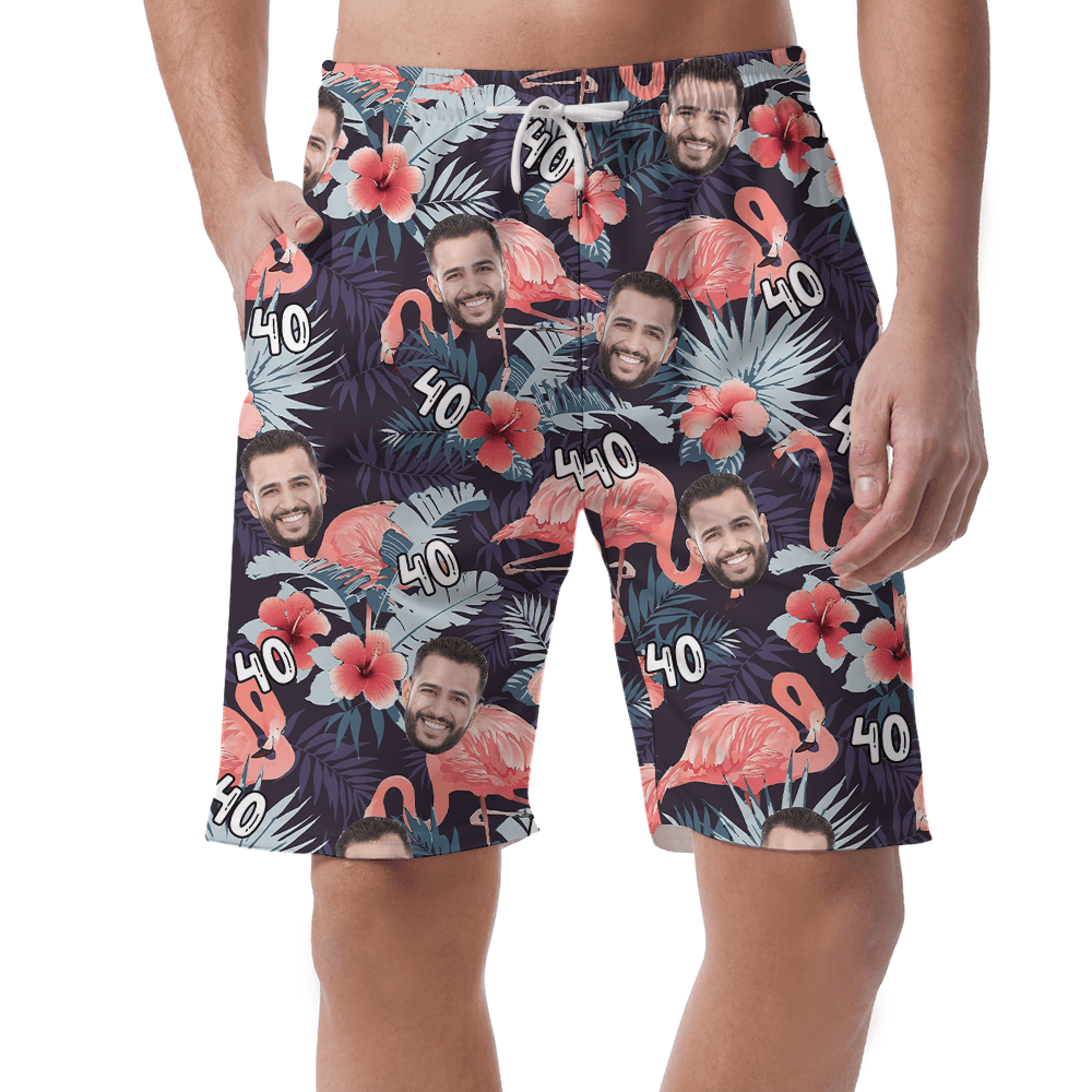 Custom Birthday Tropical Beach Shorts With Face And Age (2)