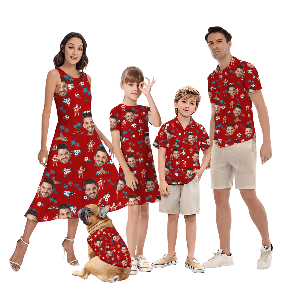 Custom Face Christmas Matching Family Hawaiian Outfits