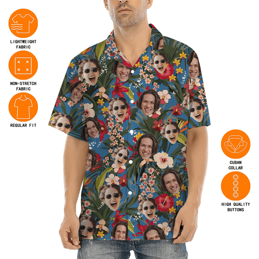 Custom Face Floral Hawaiian Shirt