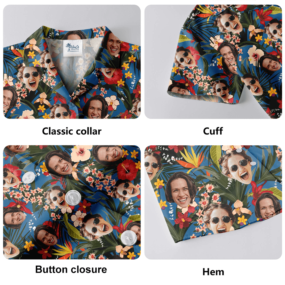 Custom Face Floral Hawaiian Shirt