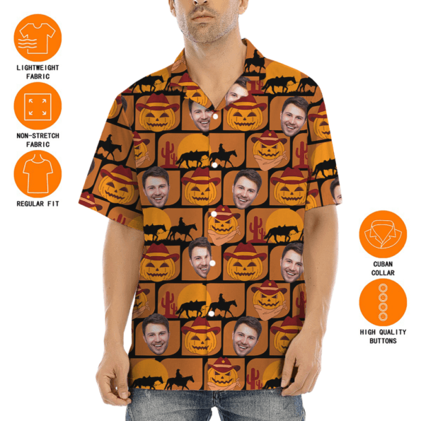 Custom Face Jack o' Lantern Halloween Hawaiian Shirt